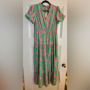 JODIFL Pink and Green Floral Dress